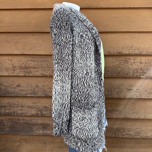 Cynthia Rowley Womens Open-Front Knit Cardigan Sweater S Brown/White Ombré Acryl - Picture 5 of 10